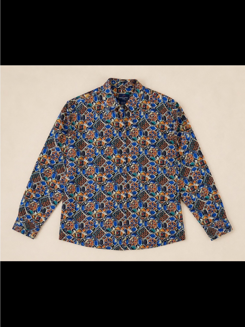 Daniel Hechter Paris 100% Silk Geometric Button Up Blouse Vintage M